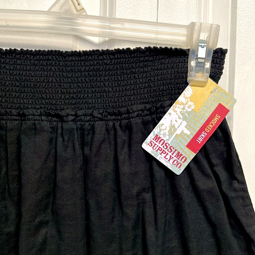 Mossimo Black Ebony Smocked Waist Mini Skirt Jr Size M NWT - Picture 2 of 7